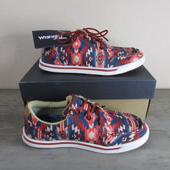 Wrangler Women's 6 Red Ombre Aztec Print Low Top Casual Shoes KWC0021 - Picture 1 of 5